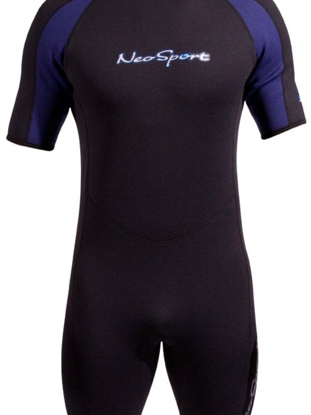 NeoSport Men’s Short-Sleeve Swim Bodysuit in Black and Navy Size L